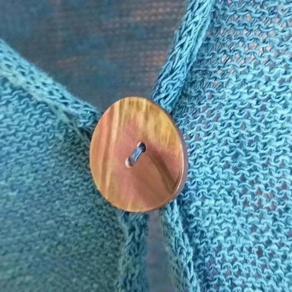 Coldwater Creek Teal 3/4 sleeve long sweater size L - Picture 4 of 7